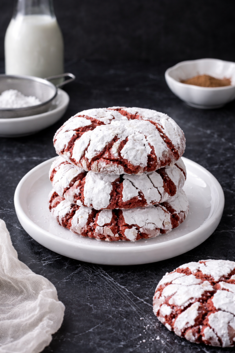 Red Velvet Crinkle Cookies